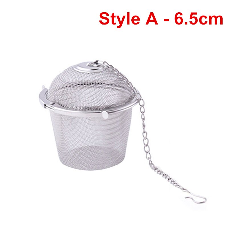 Stainless Steel Teakettle Locking Tea Filter Reusable Spice Seasoning Ball Mesh Herbal Ball Tea Coffee Strainer Infuser Tools: A (6.5cm)