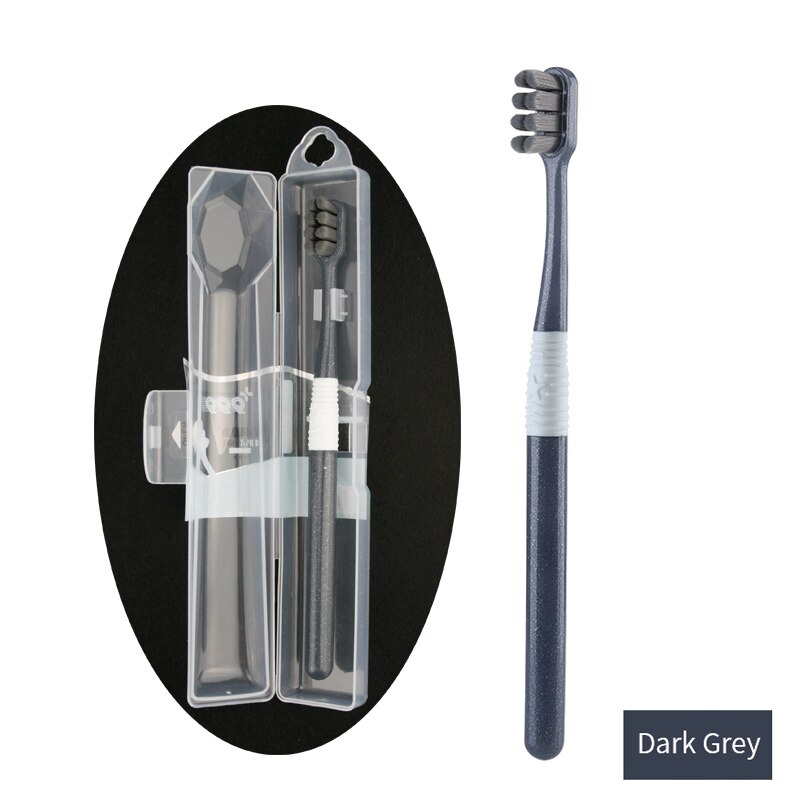 Super Dichte Haren Tandenborstel Ultrasoft Bamboe Houtskool Vezels Zacht Mondverzorging Voor Kids Zwangere Gevoelig Tandvlees Met Case: upgrade black