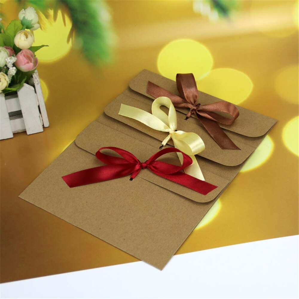 5Pcs Vintage Kraftpapier Lint Enveloppen Papieren Zak Voor Letters Wedding Christmas Party Uitnodiging Kaart Zak Verpakking Envelop