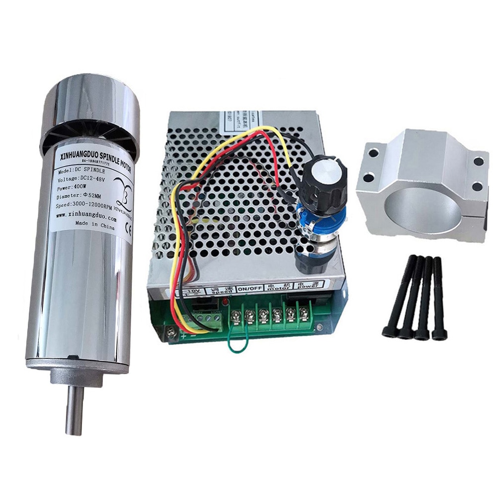 Air cooled 0.4kw CNC Motor + fan spindle Motor Kit 400W Spindle Motor + Power Supply speed governor For Engraving