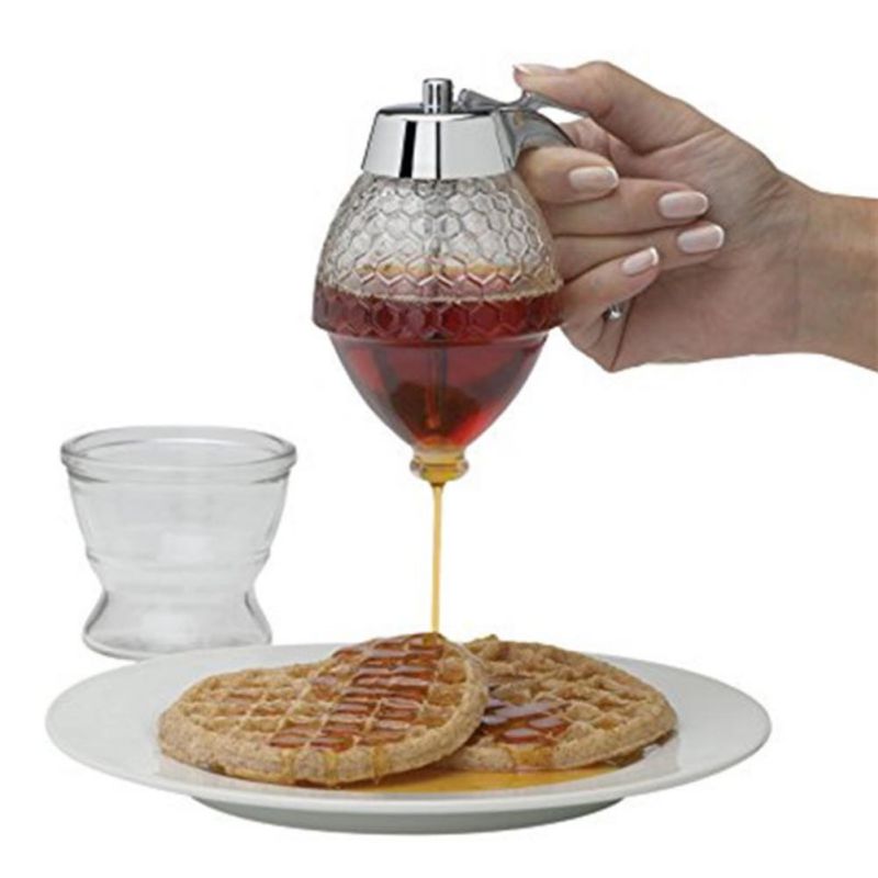 Produktbild von VELAJA Acryl-Honigspender Mit Tropfschutz – 237 Ml, Mit Druckknopf & Standfuß, Für Küche & Frühstück