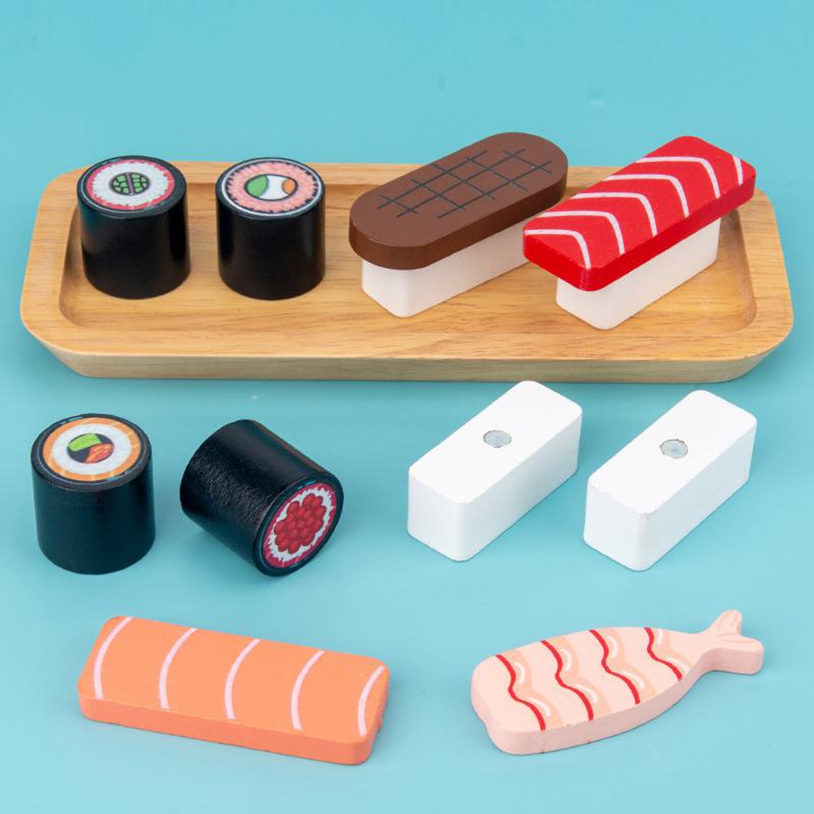 Wood Play Food Toys Mixed Sushi Set Eco-friendly Material Play Role Enjoyable
