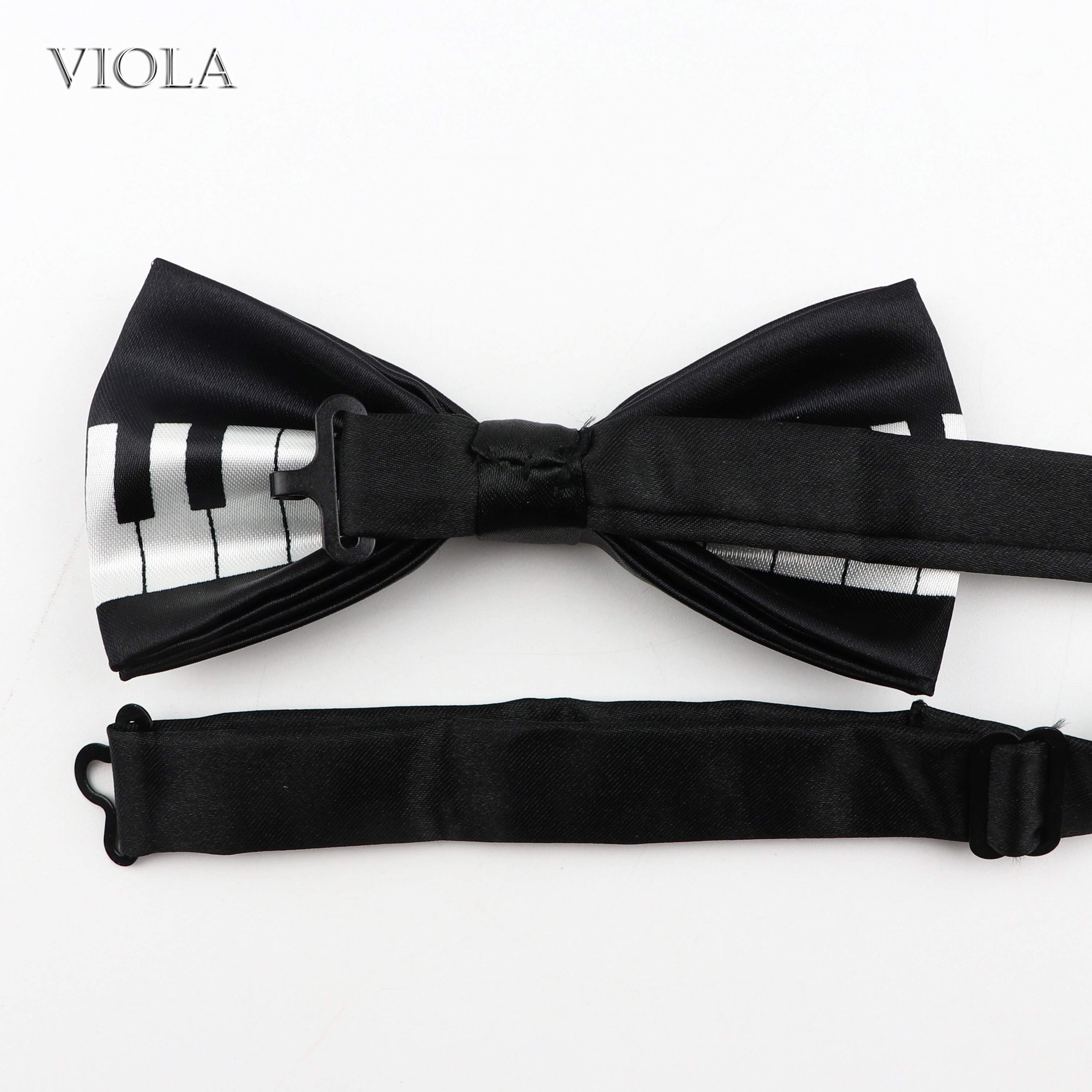 Pajarita lisa de poliéster con estampado de Piano para hombre y mujer, esmoquin para actuaciones y fiestas, corbata de lazo, accesorio para