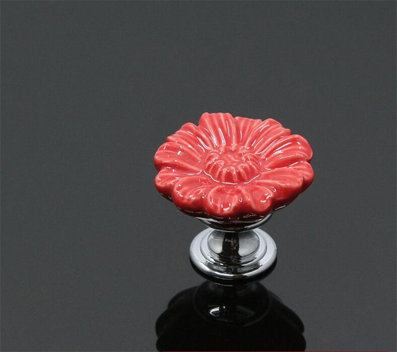33mm farverige keramiske blomsterskabsknapper dørtrækhåndtag skabskuffe garderobemøbler håndtagsknapper: -en