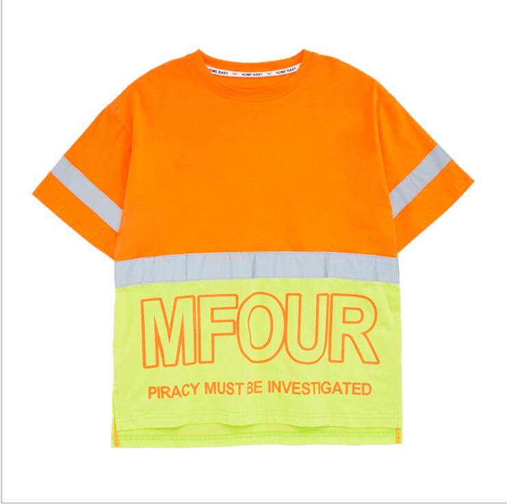 Kids Wedstrijden Hip Hop Dansen Outfits Oversize T-shirt Dance Jogger Broek Jazz Dans Slijtage Kostuums Kleding Voor Jongens Meisjes: Orange Tshirt / 160
