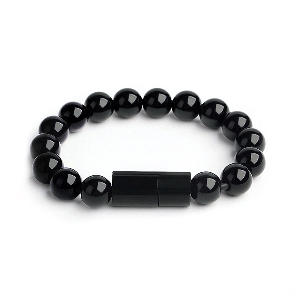 Beaded Charger Bracelet Portable for Android Type C Charging USB Connector Cable GK99: Black B