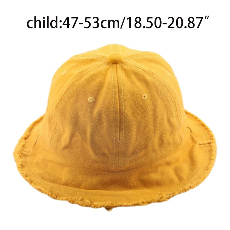 Chapeau en coton pour enfants en bas âge | Chapeau de seau floqué, couleur unie, Vintage, glands délavés à franges, large bord, Hip Hop enfant, chapeau de pêcheur