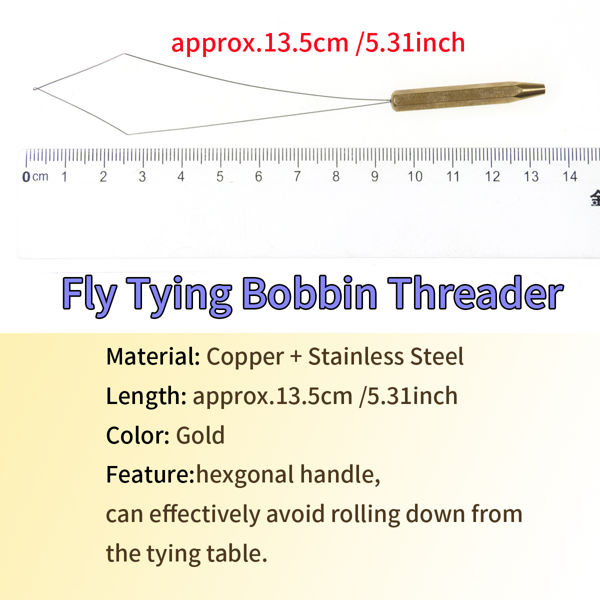 Wifreo fly tying tool bobbin threader with half hitch brass handle thread threading brass bodkin fly Fishing Tools