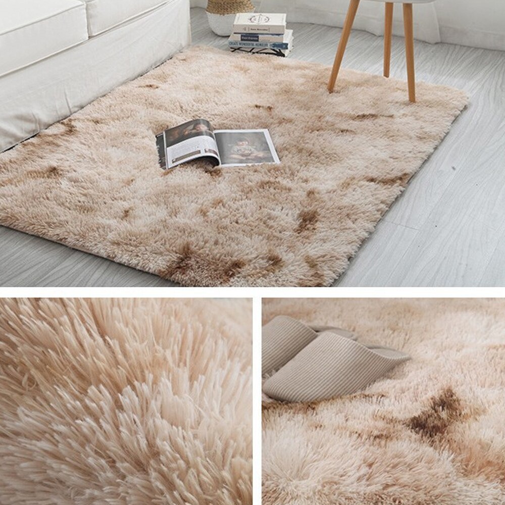 Tapis en peluche enfants lit chambre tapis de sol moelleux fenêtre chevet décor à la maison tapis doux velours tapis dégradé solide tapis: G301960A