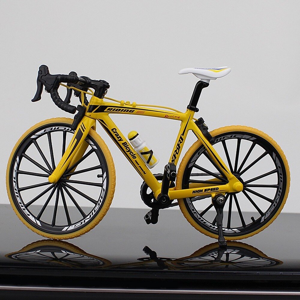 Mini 1:10 Legering Fiets Model Diecast Metalen Vinger Mountainbike Racing Speelgoed Bocht Road Simulatie Collectie Speelgoed Voor Kinderen: HandlebRacing yellow