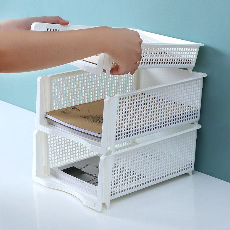 Stackable Mesh A4 Paper File Tray Organizer Document Magazine Rack Plastic Book Holder Desktop Storage Basket Shelf Stationery