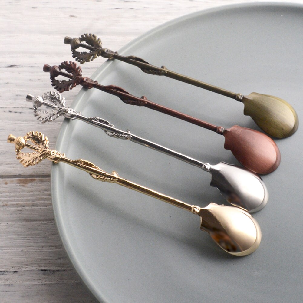 Vintage fleur feuille sculpture cuisine thé café Dessert cuillère Table décor couverts