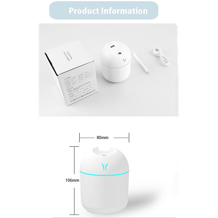 250ML Mini Air Humidifier USB Aroma Essential Oil Diffuser Ultrasonic Mist Maker with LED Night Lamp Diffuser For Home Car