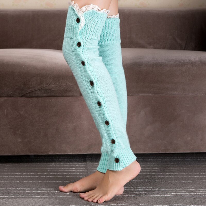 Calentadores de piernas para mujer, calentadores de tejido sólido, con cordones hasta la rodilla, calentador de piernas que combina con todo, ocio Simple, , cálido y Chic: blue