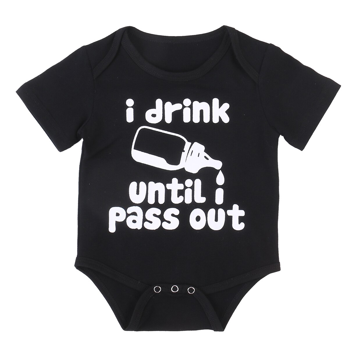 Emmababy Zomer Baby Meisje Jongen Zomer Zwarte Kleur Korte Mouw Letter Print Bodysuit Casual Kleding Outfits