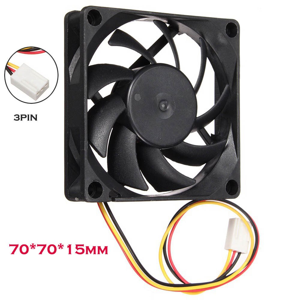 Tyst datorfläkt 7cm/70mm/70 x 70 x 15mm 12v dc 3 stift dator/dator/cpu tyst kylväska fläkt#ew
