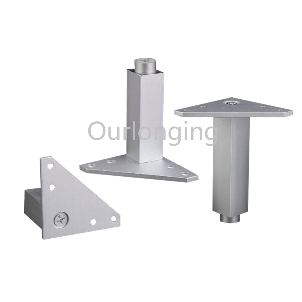 4PCS Adjustable Silver Aluminum Alloy Triangle Base Furniture Legs Cabinet Sofa Feet