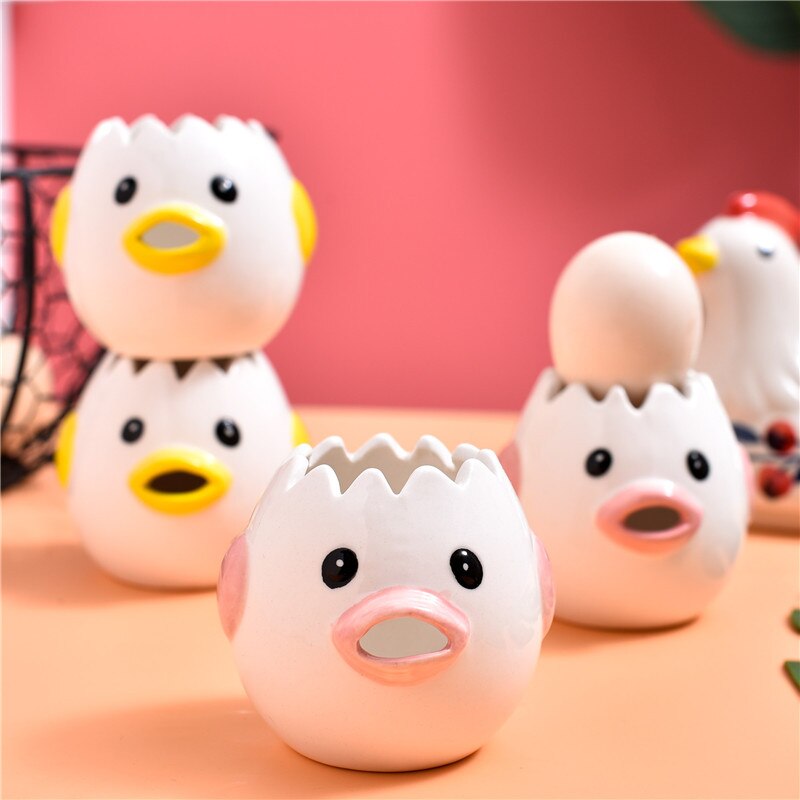 Kawaii Chick Egg Separator Egg Divider Egg Yolk Separator Cute Egg Liquid Filter Kitchen Supply Baking Utensils Ceramic