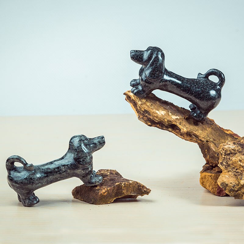 Hond Beeldje Handgemaakte Stenen Teckel Standbeeld Desktop Kast Ornament Craft Ornament Voor Zitten Home Decor Accessoires