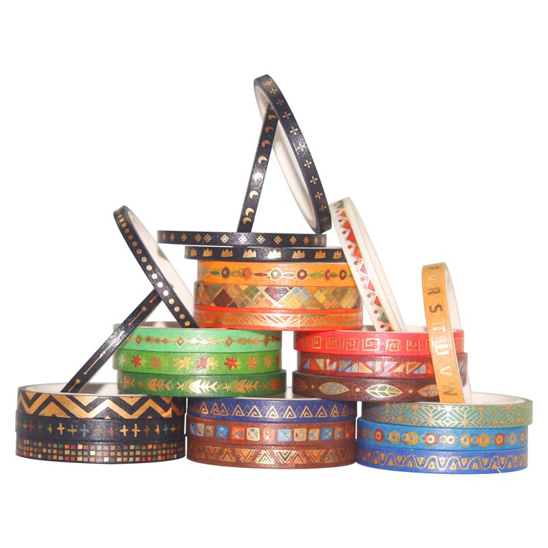 26Pcs/Set Foiling Slim Washi Masking Tape Set Foil Paper Masking Tapes Japanese Washi Tape Diy Scrapbooking Decoration Sticker