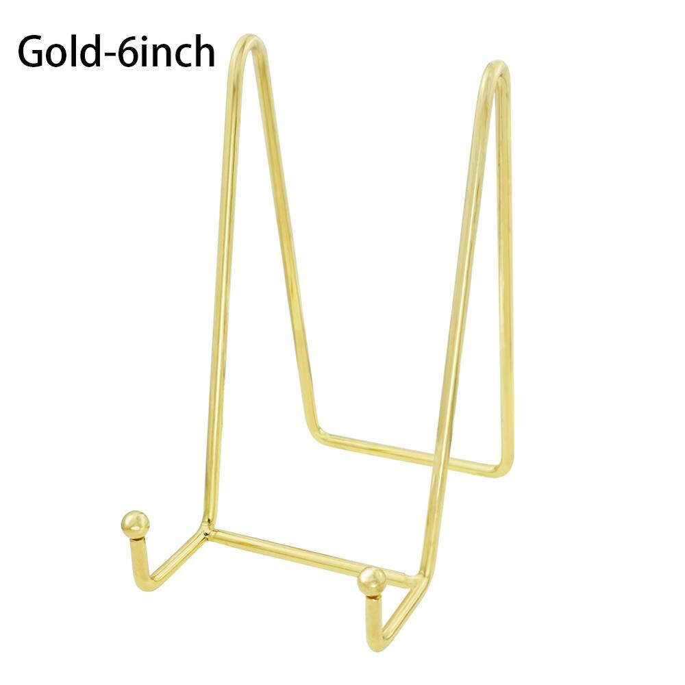 Decorative plate stand Holder Picture Frame stand Easel Display stand coook book: Gold-6inch