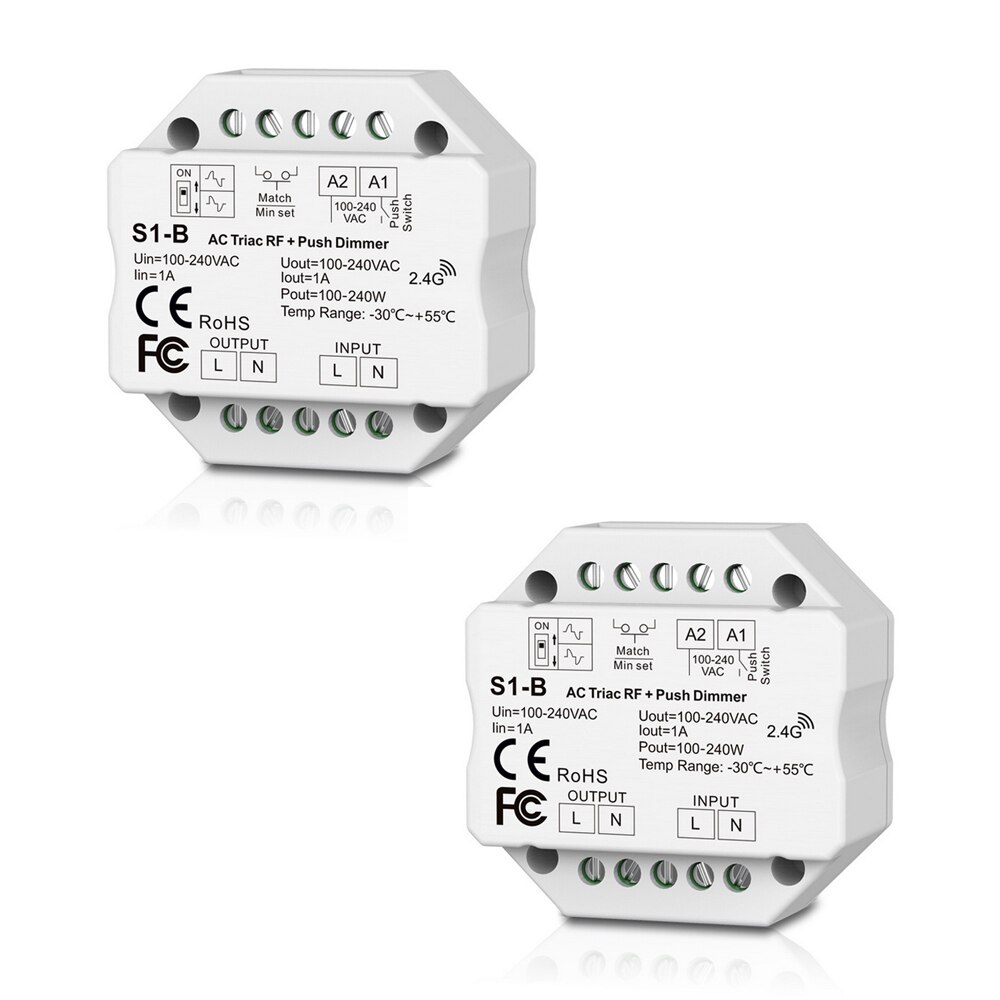 Mini Led Dimmer 110V 220 V 230V Ac Triac Led Dimeer 220 Volt Dimmer 2.4G 1-4Zone afstandsbediening Voor Lamp Licht Lamp S1-B: 2PCS S1-B