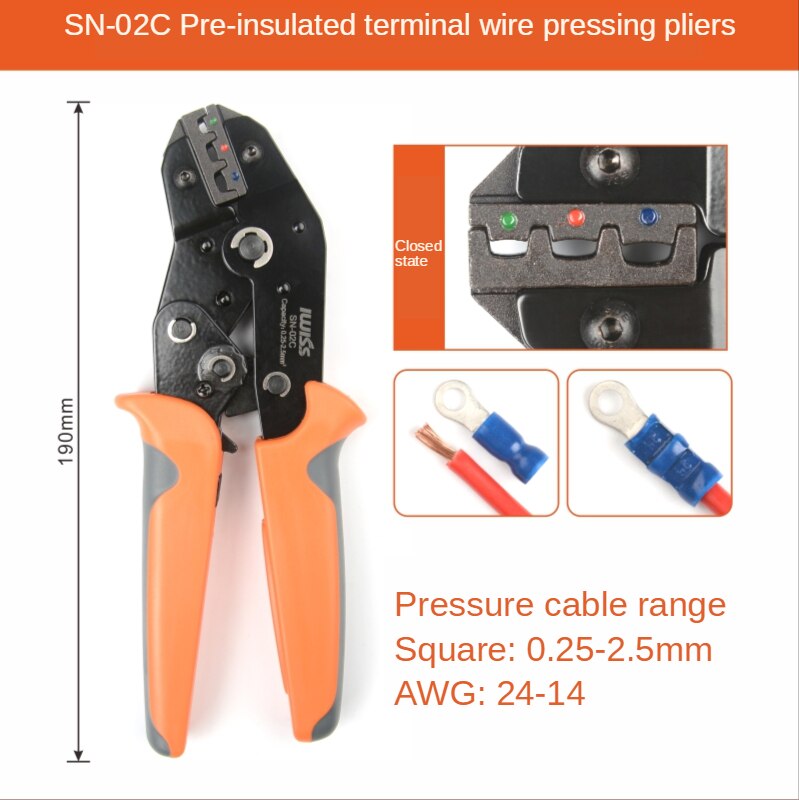 IWISS SN Series Ratchet Crimping tool Dupont XH2.54 ,PH2.0，2510 terminal Crimping Pliers Electrical tools SN-11011/02C/28B/48B: SN-02C
