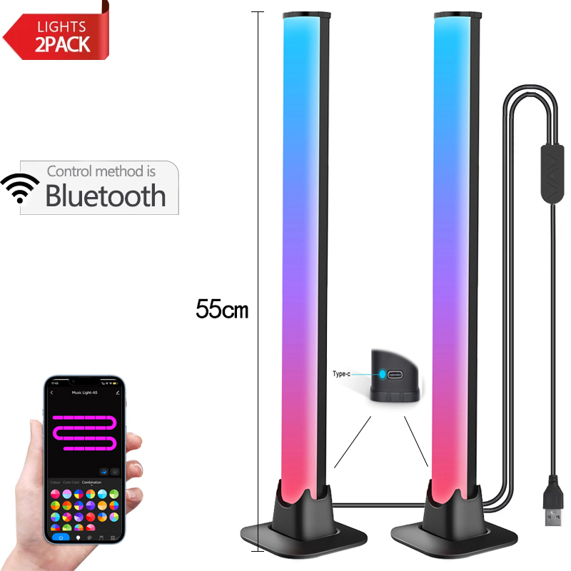 30/55cm RGB rétro-éclairage barre bureau atmosphère lumière LED musique rythme détection décoration lampe jeu chambre Festival veilleuse: Orange