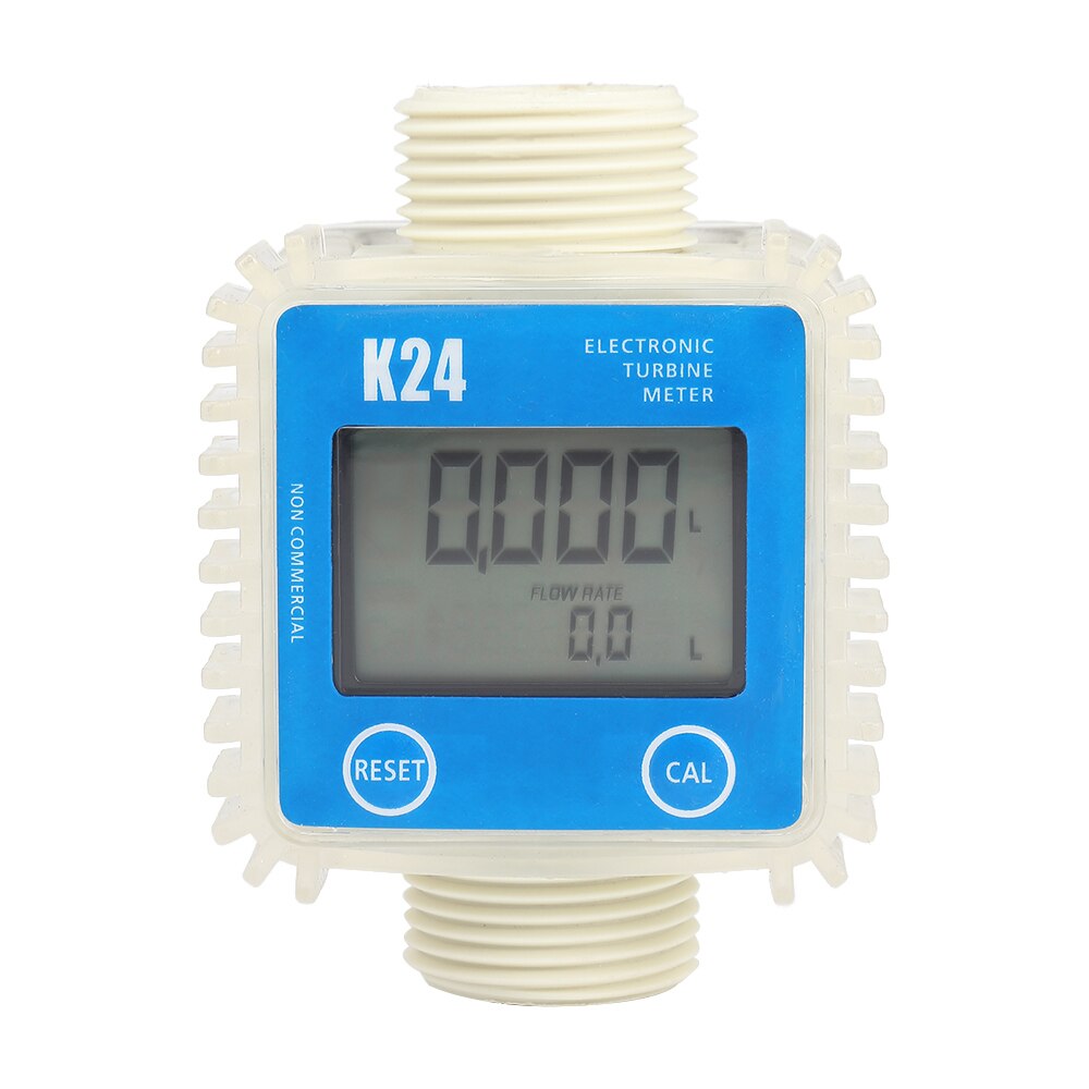 K24 Digital LCD Turbine Flow Meter Water Sea Diesel Fuel Tester Tool for Measuring Gasoline Diesel Kerosene Chemical Liquid: Blue