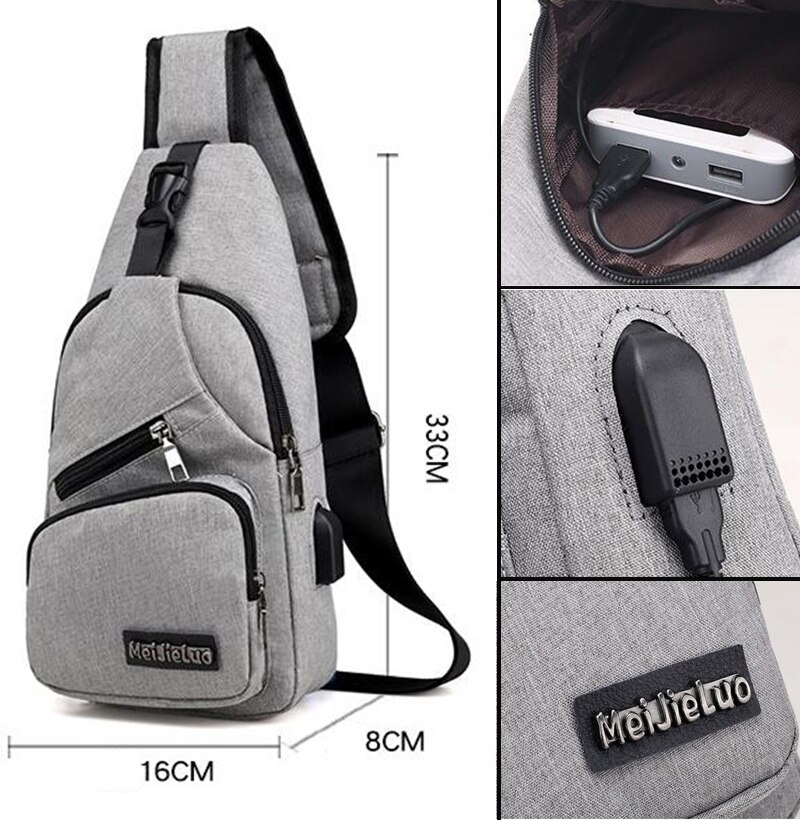 Männlichen Schulter Taschen USB Ladung Umhängetaschen Männer Anti Diebstahl Brust Tasche Schule Sommer Kurze Reise Boten Tasche