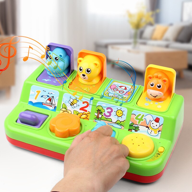 Boîte de commutation de jouets Pop-Up, boîte à boutons, boîte de peur au trésor, poupée intelligente pour bébé de 1 à 3 ans, jouet interactif
