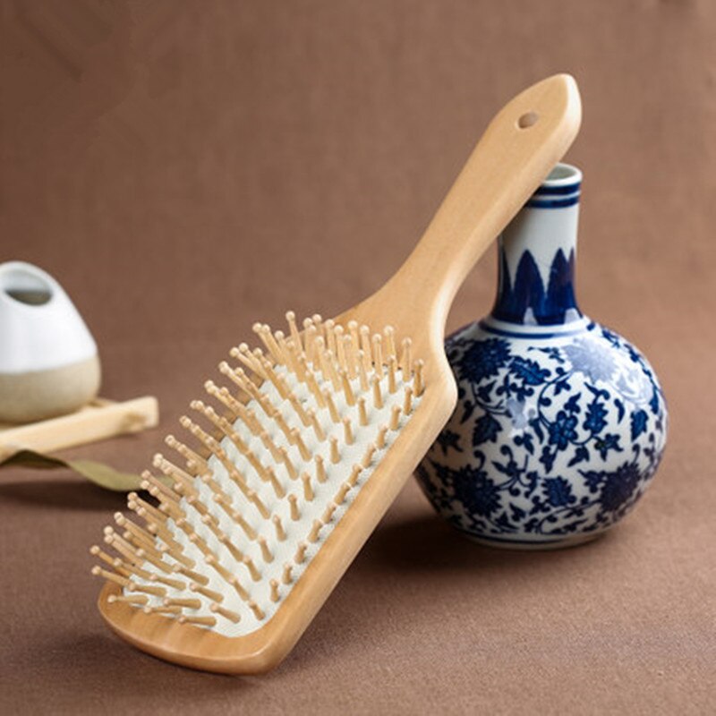 1Pc Houten Kam Professionele Gezonde Peddel Kussen Haaruitval Massage Borstel Haarborstel Kam Hoofdhuid Hair Care Gezond Bamboe Kam