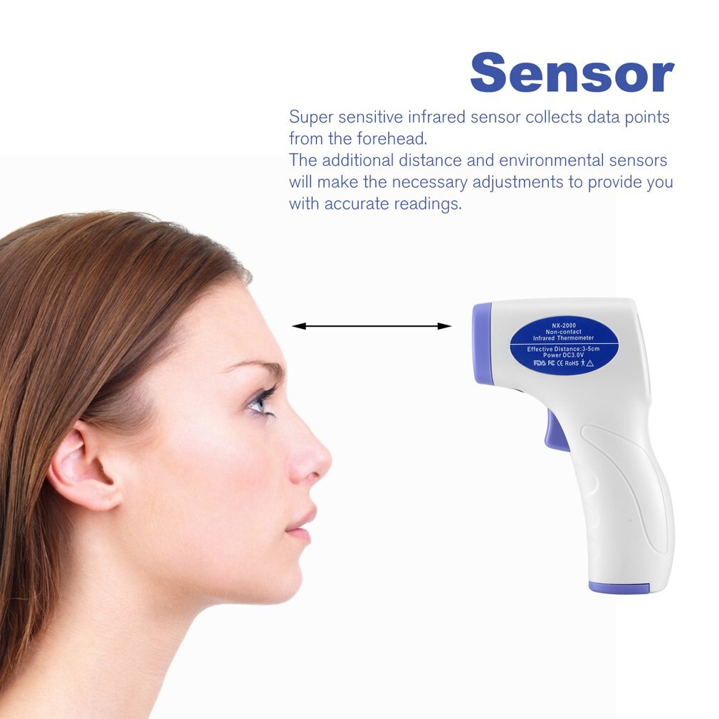 Digital infrared thermometer sensor object non-contact measurement device three-color backlight setting mode 99 ℃ and switchable