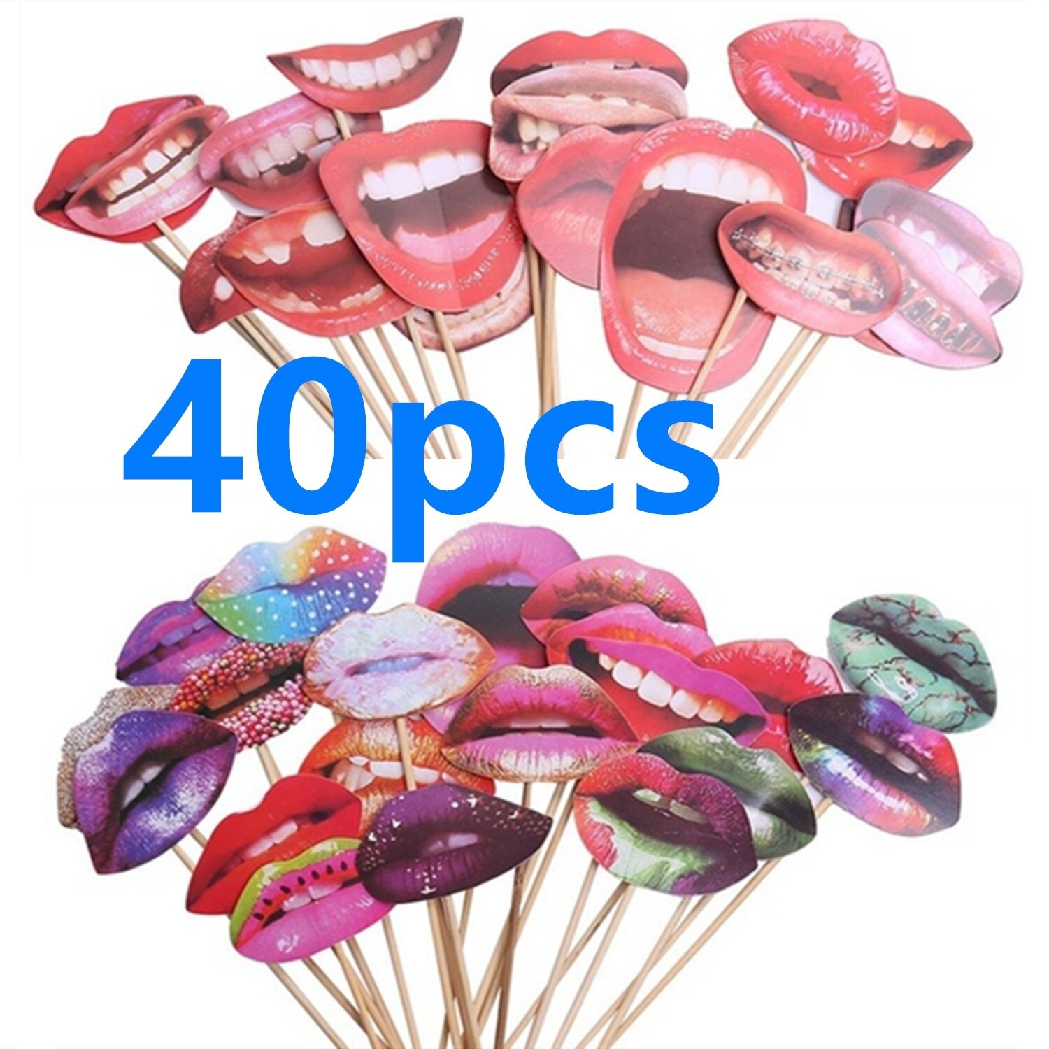 40pcs Lip Mouth DIY Funny Photobooth Props Wedding Decoration Funny Lip Mouth DIY Photo Booth Funny Mouth Lips Photo Booth Prop