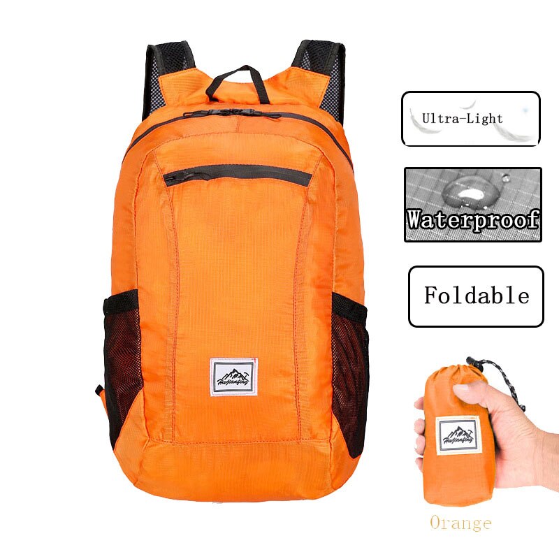 Leichte, Tragbare Reise Rucksack Männer draussen Wandern Falten Tasche Pack Radfahren Rucksäcke Wasserdichte Ultraleicht Faltbare Taschen: Orange