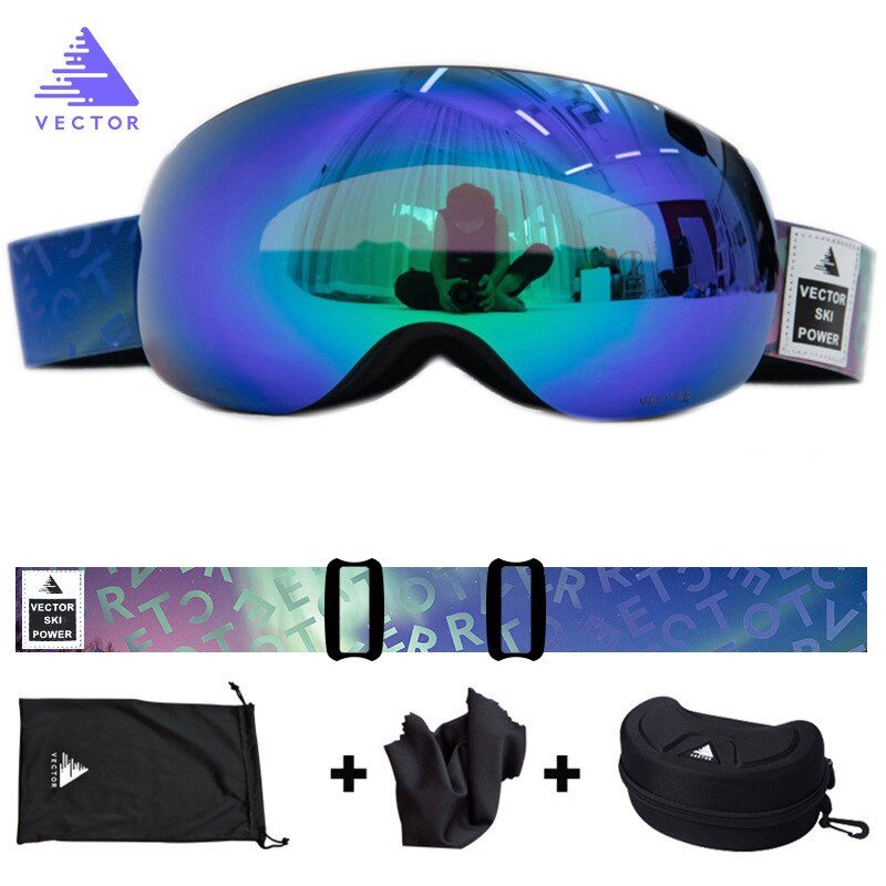 Skibrillen voor dames, skibrillen voor heren, sneeuwbrillen met 100% uv400 beschermingen, anti-condens, snowboardbrillen, skisportuitrusting: Kleur 10 met hoesje