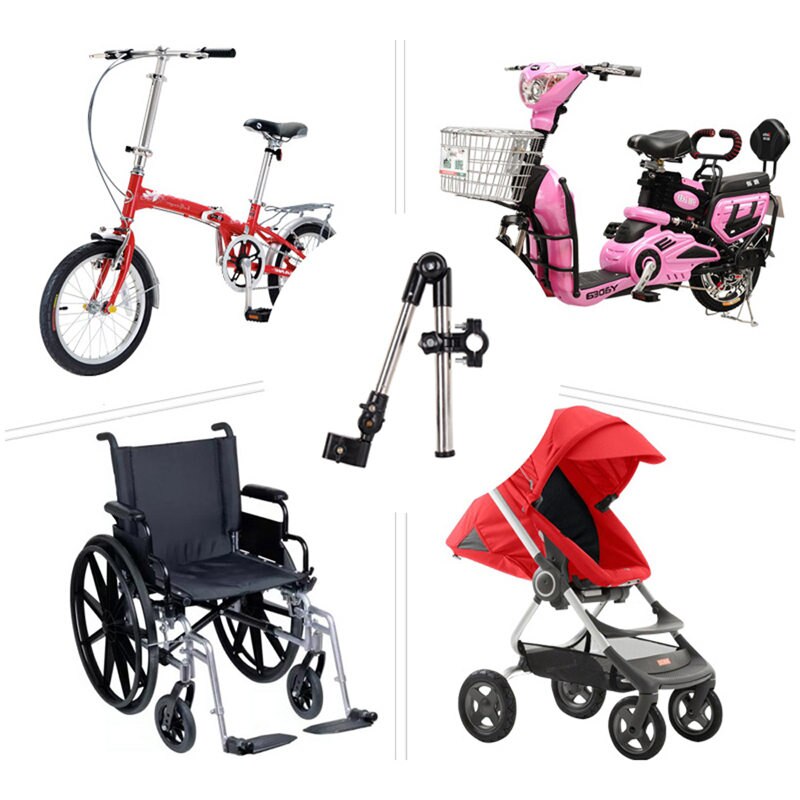 Kørestol paraply stik barnevogn rustfrit stål paraply stativ enhver vinkel drejelig cykel paraplyholder regn gear værktøj  u3