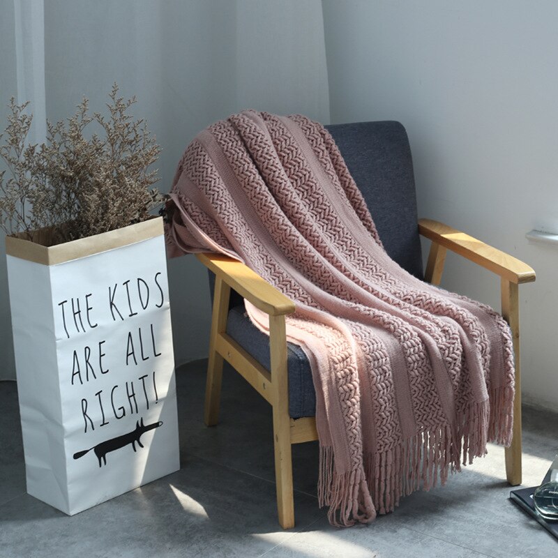 Sofa Werfen Faden Gestrickt Decke Bettdecke auf sterben Bett Sofa Gelb Plaid Streifen Reise TV Nickerchen Decken Sanft Heimat Dekor wandteppich: Rosa A