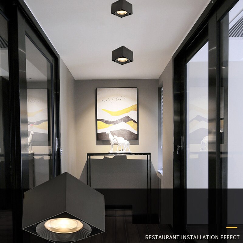 Square spot light Square surface mounted downlight LED 12W non-opening seat type COB spot light surface mounted light