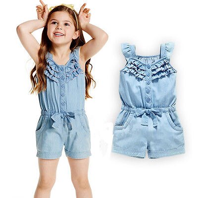 zomer meisje romper demin mouwloze een stukken Jumpsuit kleding