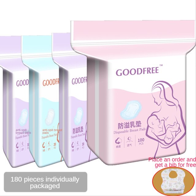 Anti-Spill Zoogcompressen Wegwerp Zoogcompressen Ultra-Dunne Ademende Borstvoeding Lekvrije Borst Pad Spill Preventie borst Pad: Independent packaging 180 pieces free portable bib