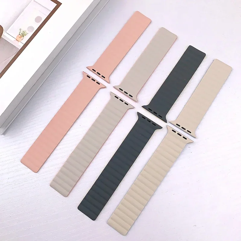 Magnetisk rem til apple watch series 7 band 45mm 41mm silikone urrem iwatch series  s 3 5 4 6 se 38mm 40mm 42mm 44mm