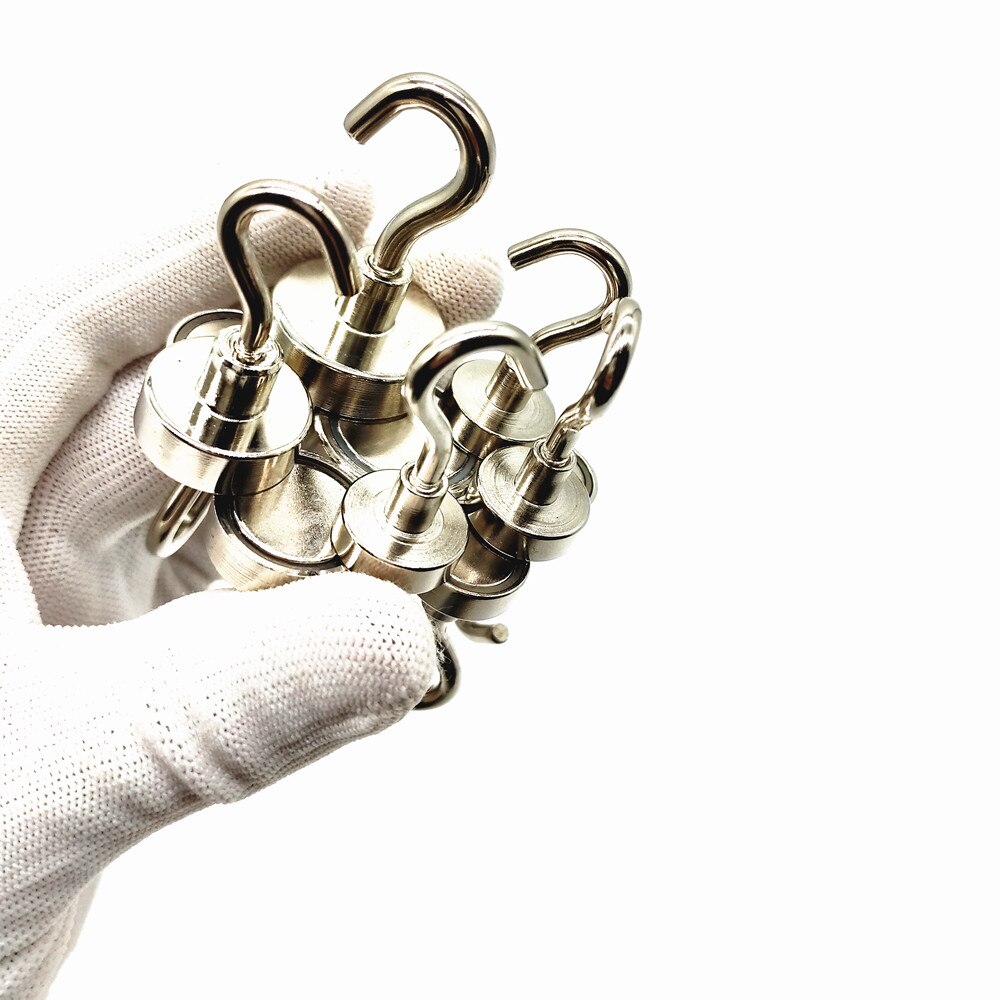 8-Pack 32mm 34kg Neodymium Magnetic Hooks – Strong Magnet Hooks For Home, Shop, Industrial Use