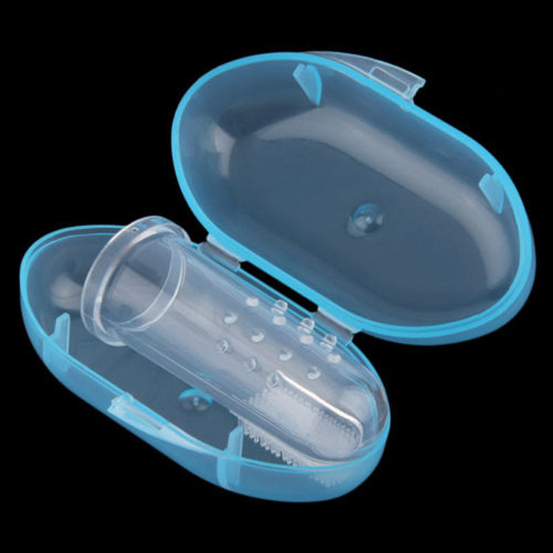 Draagbare Baby Vinger Tandenborstel Met Box Case 1 Pcs Set Vinger Tandenborstel Voor Baby 'S