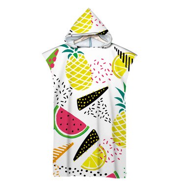 Volwassen Vruchten Afdrukken Microfiber Strand Poncho Handdoek Met Capuchon Zwemmen Surf Veranderende Gewaden Sneldrogend Badhanddoeken Beachwear: 9