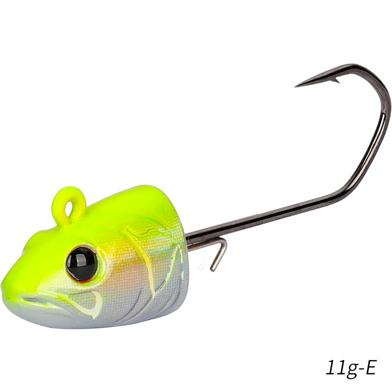 TSURINOYA-anzuelos de cabeza plomada de 11g y 14g, señuelo suave para pesca en aguas profundas, aparejos de Metal, accesorios de pesca: TSU-JIG HOOKS-11g-E