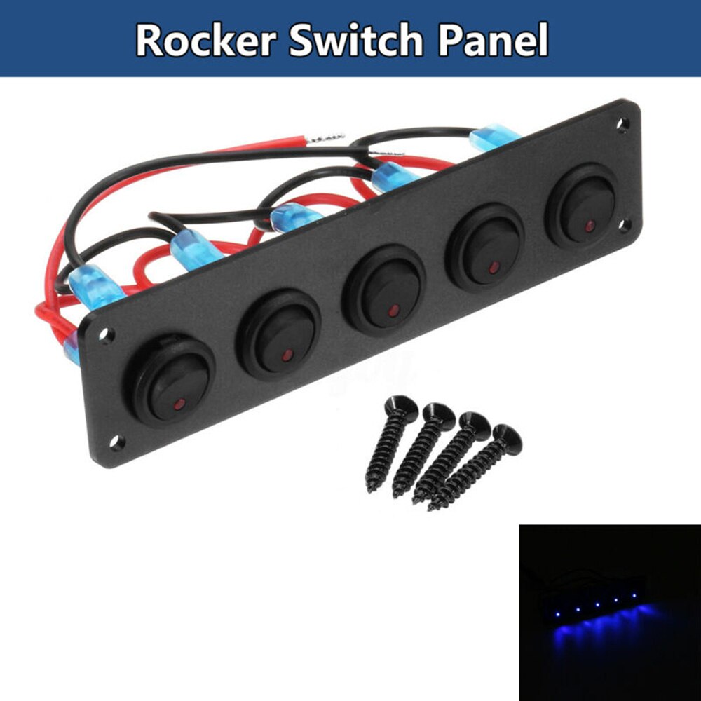 12V-24V Rocker Switch Panel ABS Parts Universal Waterproof 165x40x70mm