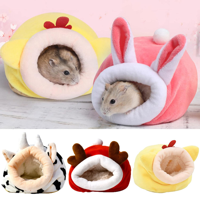 Casa para hámster, Mini cama suave y cálida, nido para dormir antideslizante para hámster, ropa de cama para animales pequeños, casa para hámsteres enanos