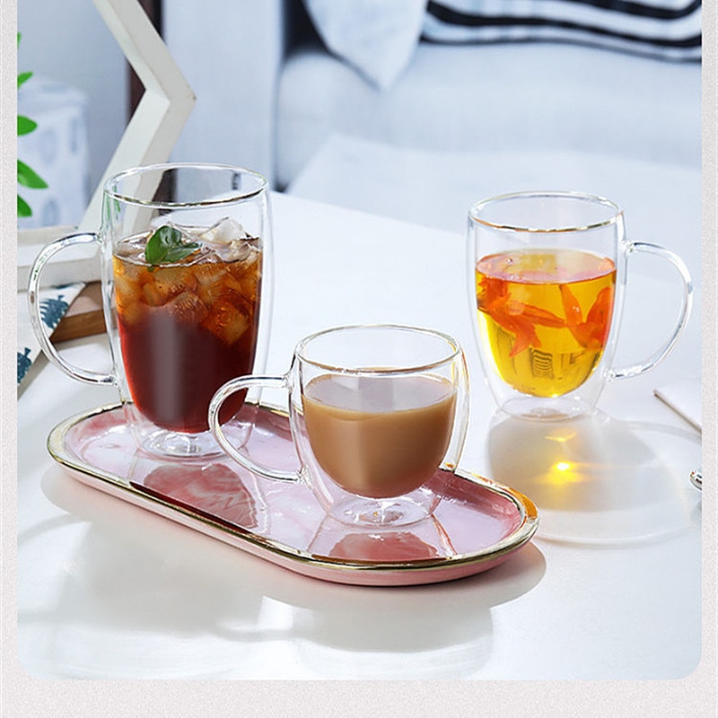 Tasse en verre à Double paroi de 150 à 450ML, 2-6 pièces, isolation créative, verres à boisson, Transparent, café, lait, eau, bière, boisson, tasse, outil de Bar,