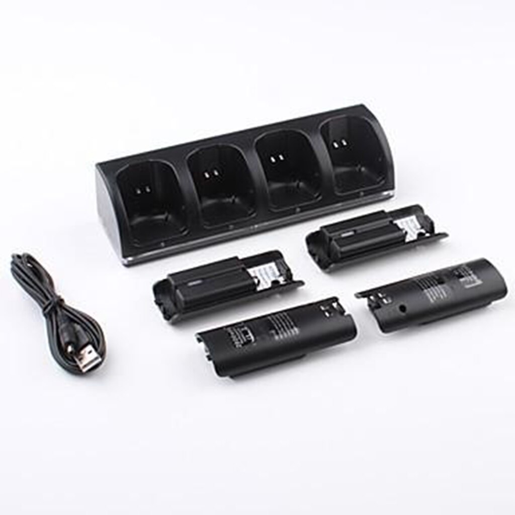 4 in 1 ladestation opladerstativ  + 4 stk 2800 mah batterier til wii controller fjernbetjening ladestation